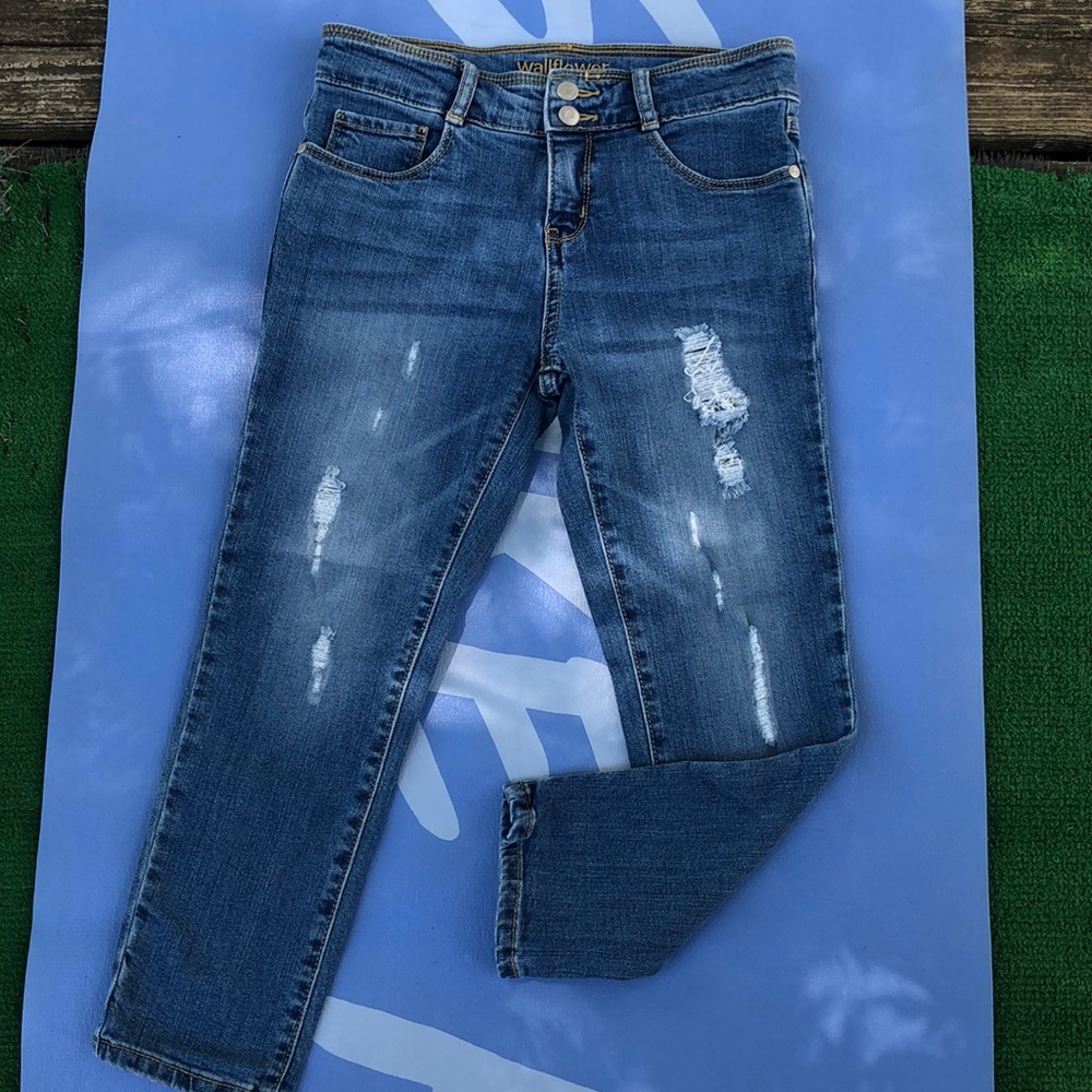 Girl’s Wallflower Jeans Sz.12 dark denim w/frays♥️